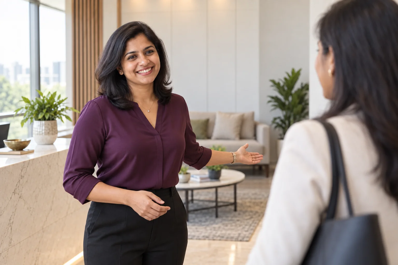 A client-relations professional at an Eshcol reception
