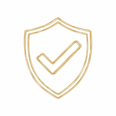 A shield with a tick